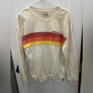 TECHSTYLES JACKSON HOLE SWEATSHIRT CREAM W/ YELLOW ORANGE BURGUNDY STRIPES LG